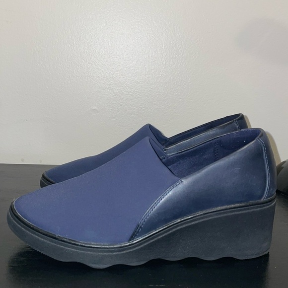 Clarks Women's Mazy Seabury Loafer, Navy Leather/Stretch Combi, Size 8 - Picture 1 of 11